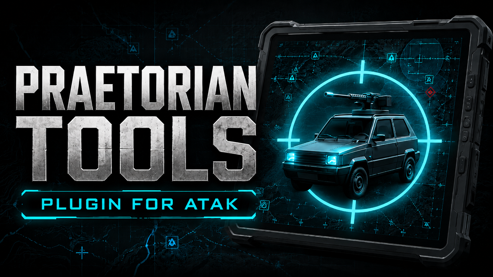 Praetorian Tools plugin for ATAK shown on a rugged tactical tablet